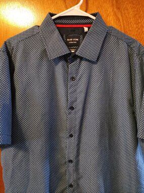 Men's 3XL Silver Stone Collection Blue Short Sleeve Button Down Shirt